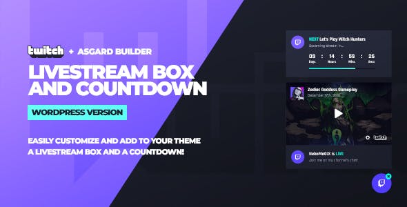 Twitch LiveStream Box and Countdown WordPress Plugin