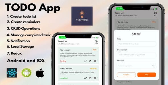 ToDoThings | iOS and Android To-Do App Template (React-Native)